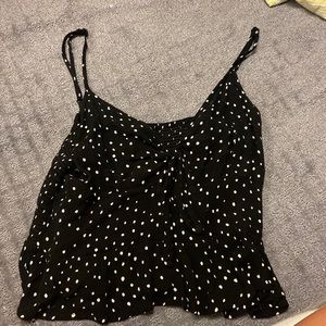 black polka dot key hole tank top